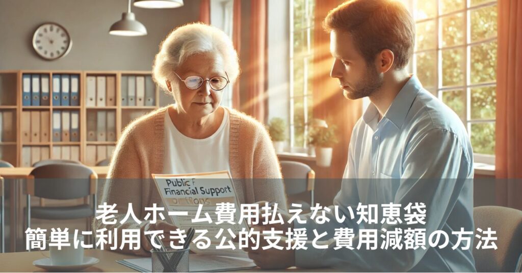 老人ホーム費用払えない知恵袋｜簡単に利用できる公的支援と費用減額の方法