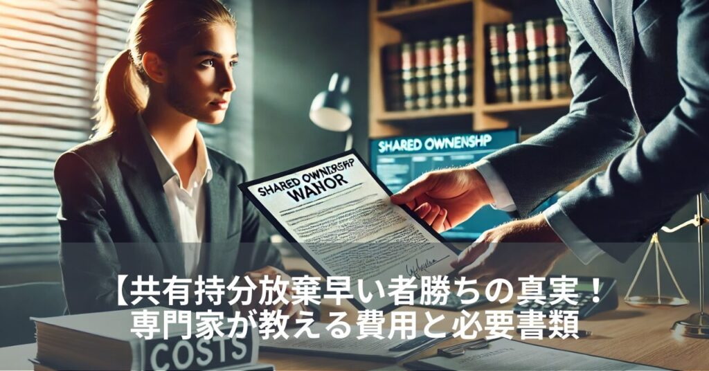 共有持分放棄早い者勝ちの真実！専門家が教える費用と必要書類