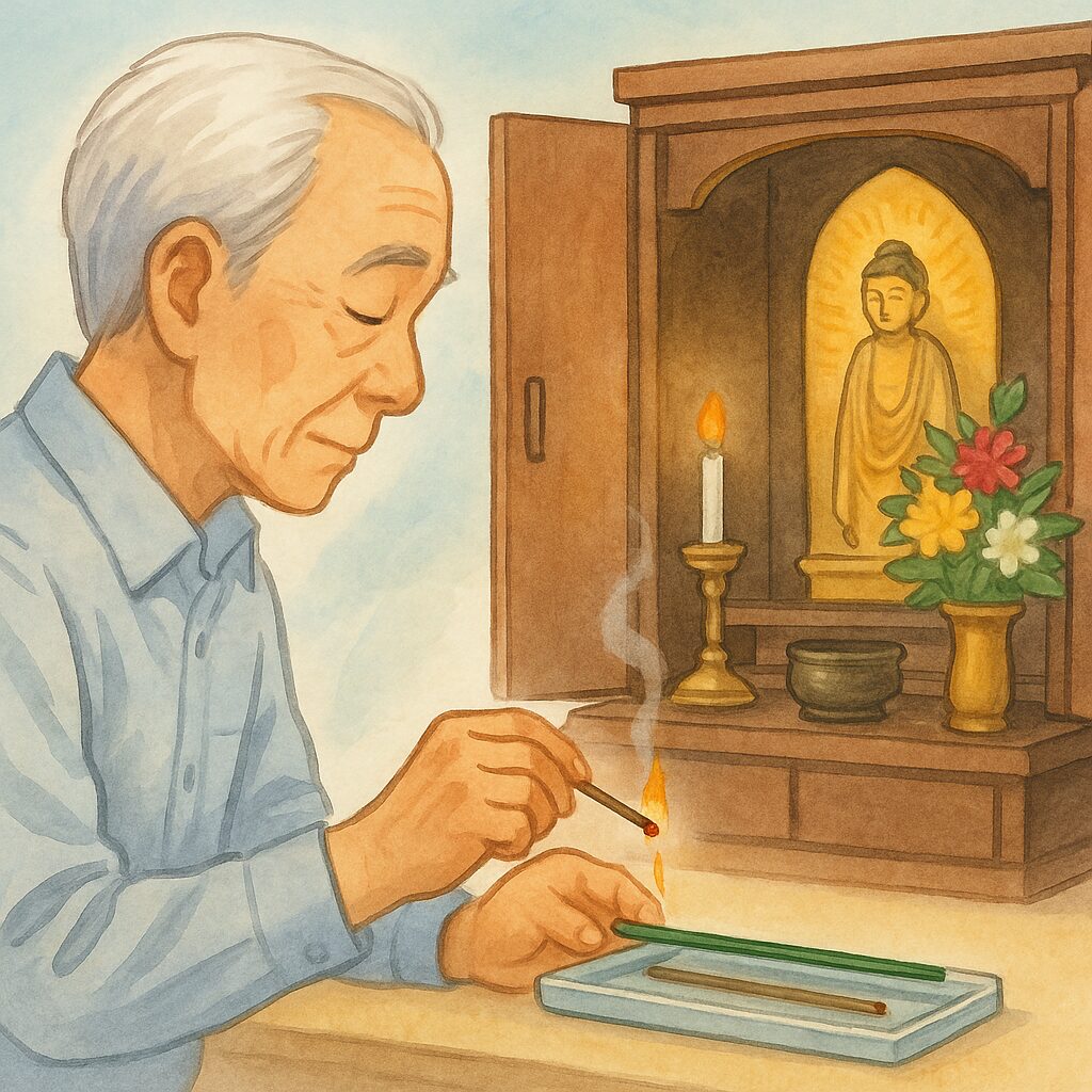浄土真宗では線香を横に寝かせます。なぜですか?