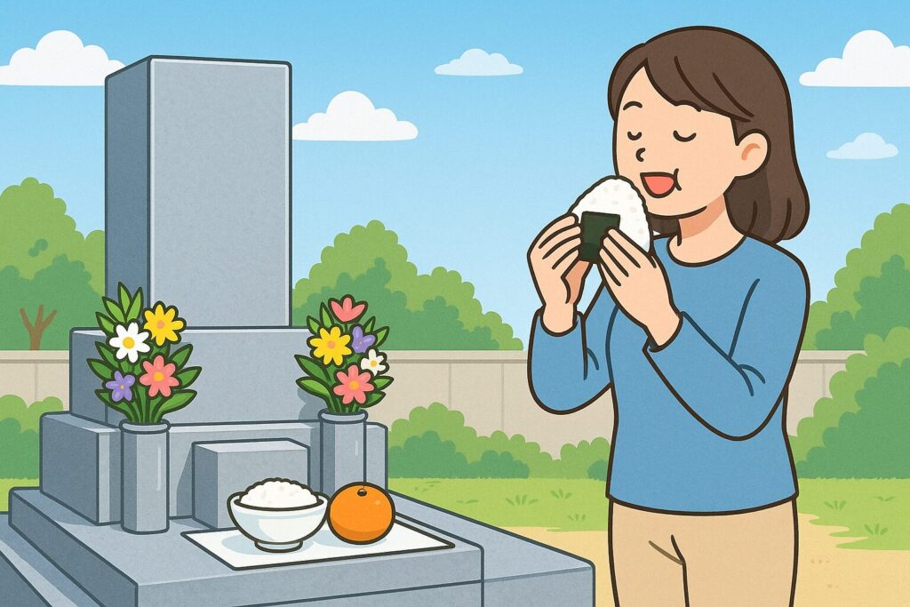 お供え物をその場で食べるのは良いのか